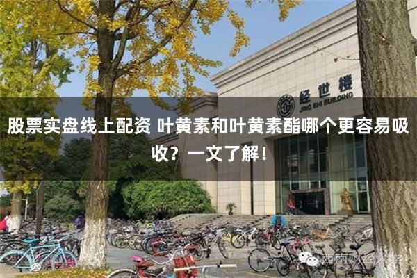 股票实盘线上配资 叶黄素和叶黄素酯哪个更容易吸收？一文了解！